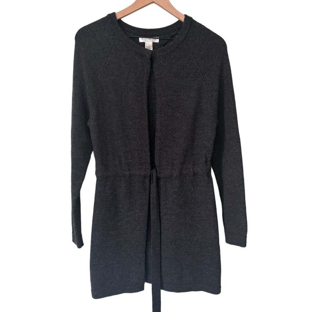 Susan Bristol Gray Wool Long Cardigan Sweater Small